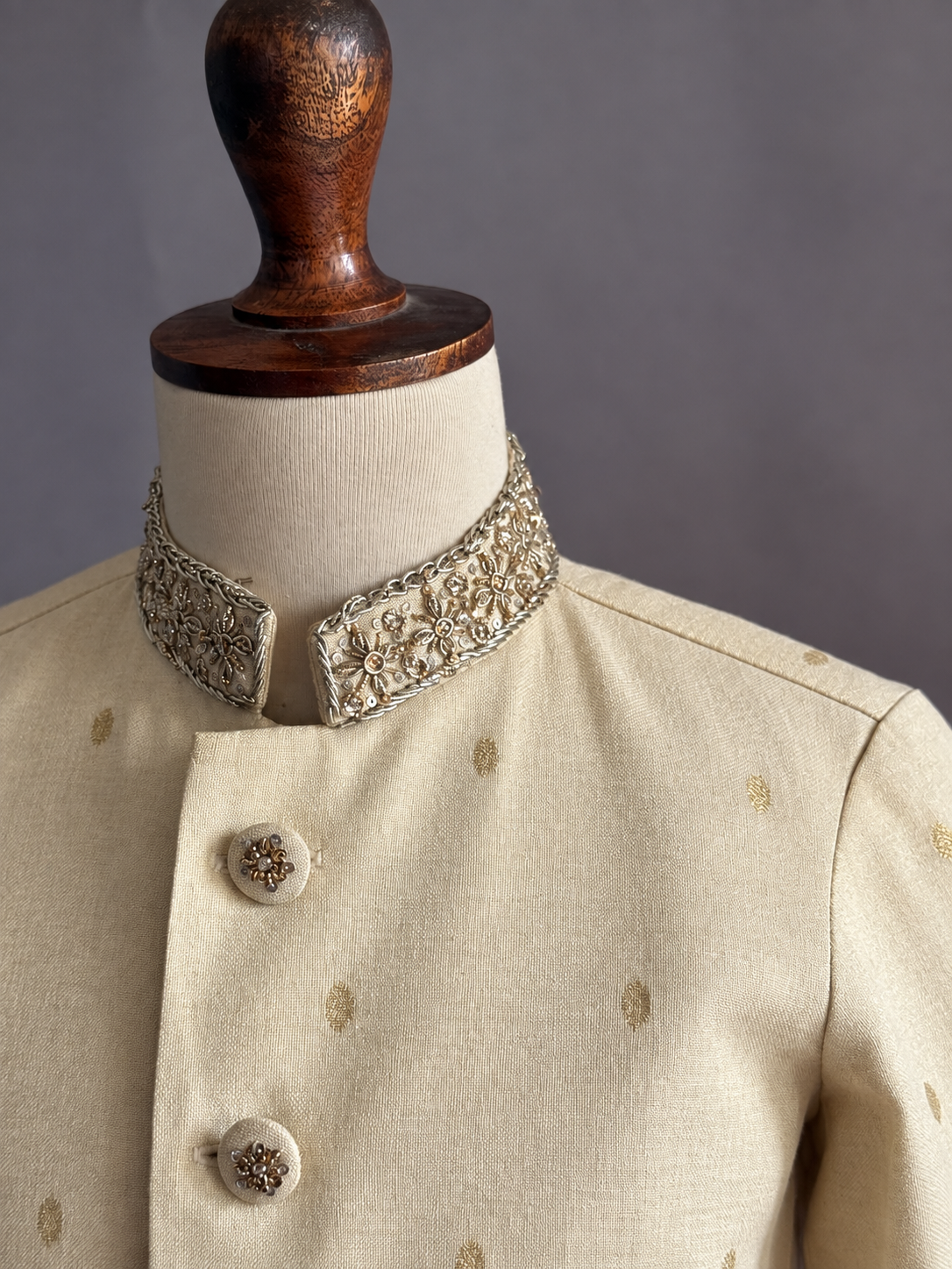 Ivory Gold Embroidered Prince Coat Set