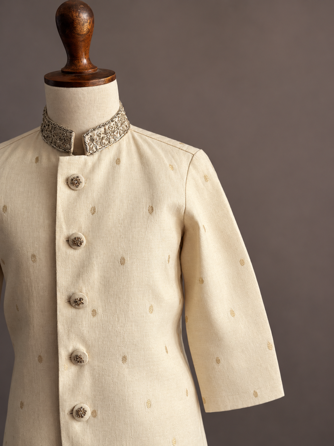 Ivory Gold Embroidered Prince Coat Set